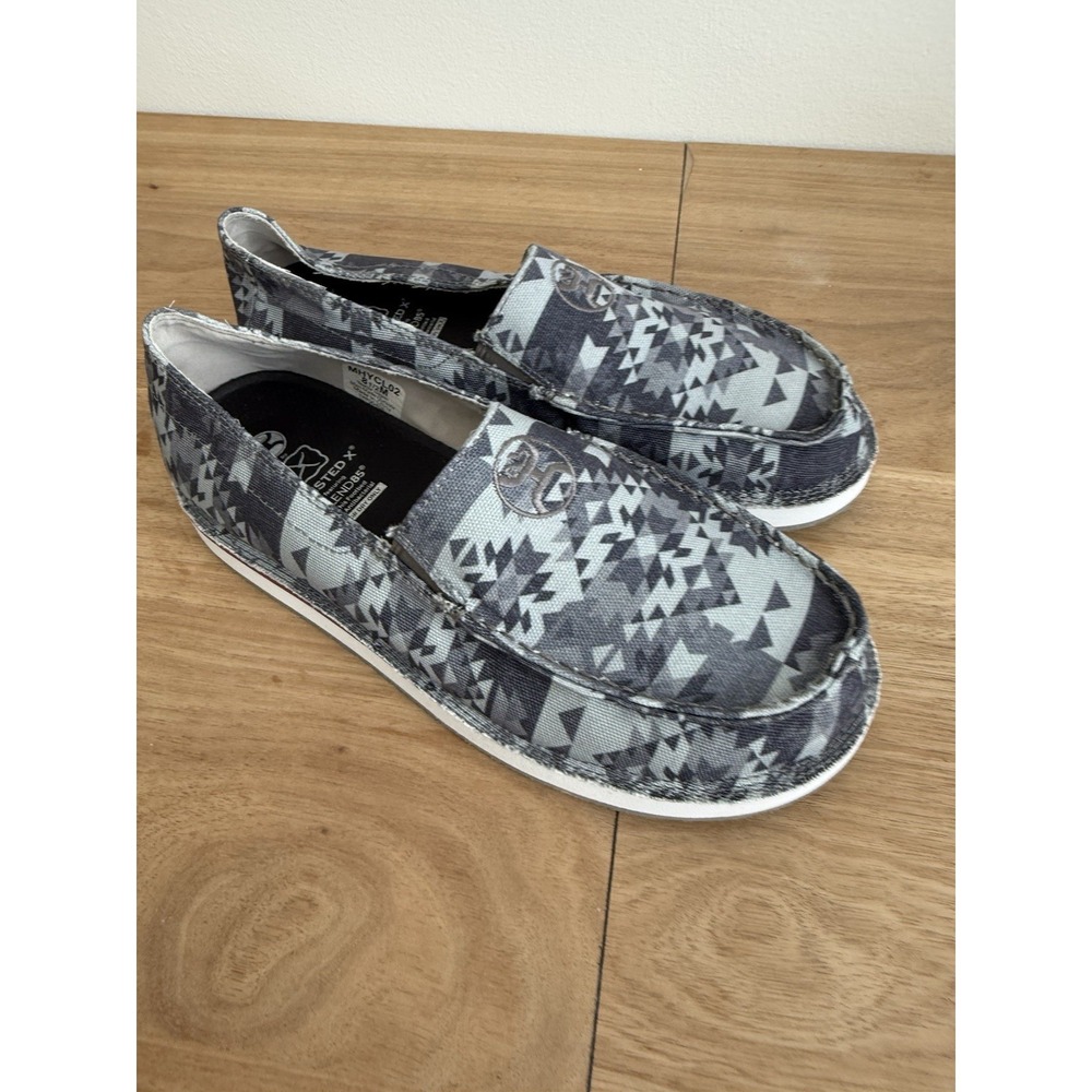 Twisted‎ X Hooey Slip On Loafers Gray Aztec Print Casual Shoes Men's 8.5 New